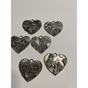 Lot of 6 Marcie USA Pewter Nativity Pendants Ornaments